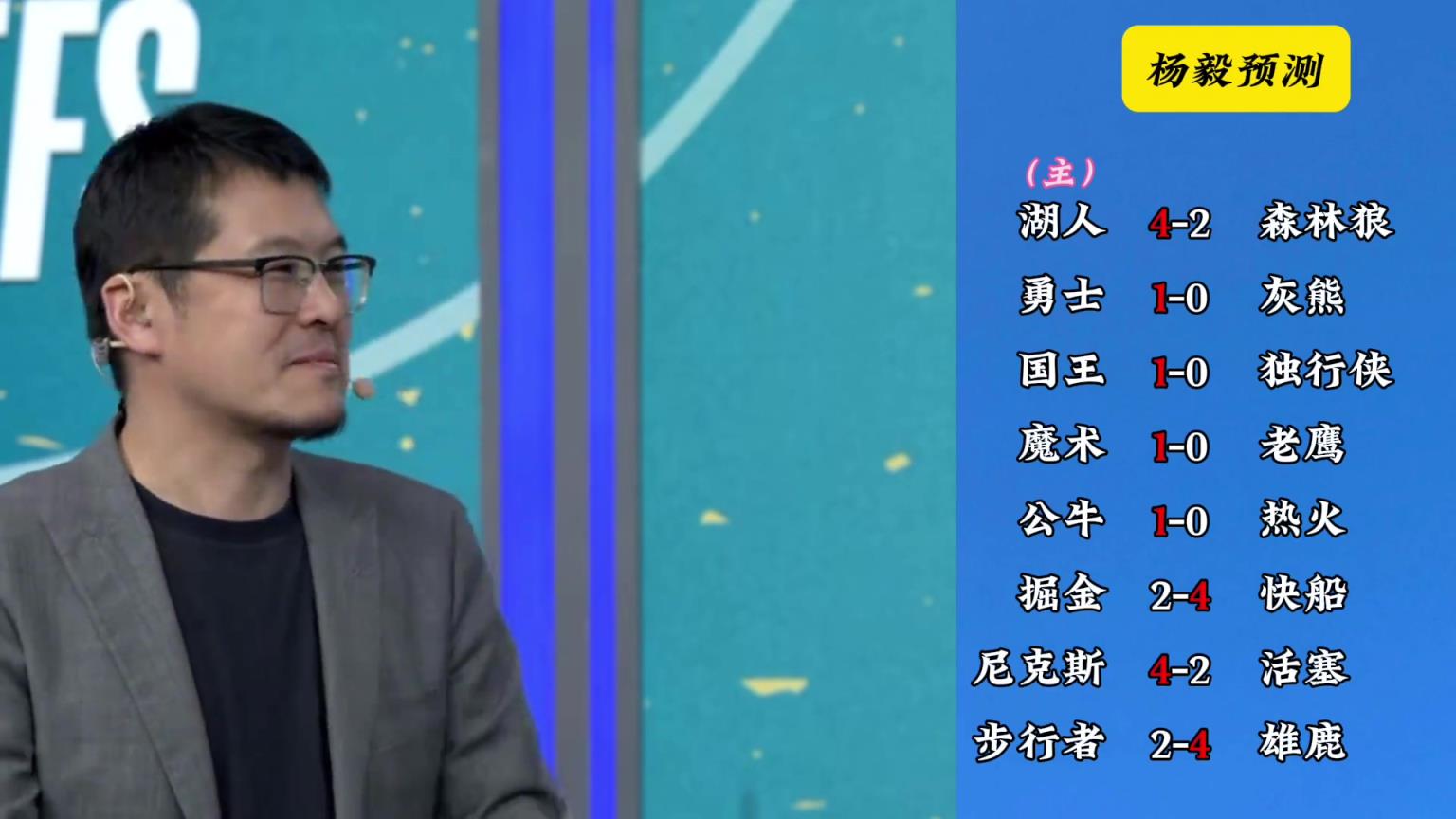 明燈來(lái)了！看看楊毅的季后賽預(yù)測(cè)：湖人4-2狼 快船4-2掘金